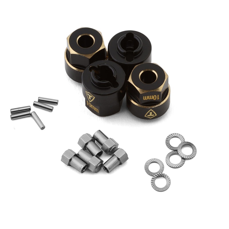 TREAL X003K9PC4D TLHTTRX-4M-02 TRX-4M Extended Brass Wheel Hub Hex (Black) (4) (3g) (+10mm Offset)