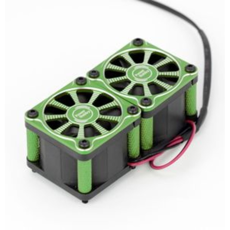 POWER HOBBY PHF116GREEN Twister Twin / Dual 40mm 1/8 1/5 Motor Aluminum Cooling Fan - Green