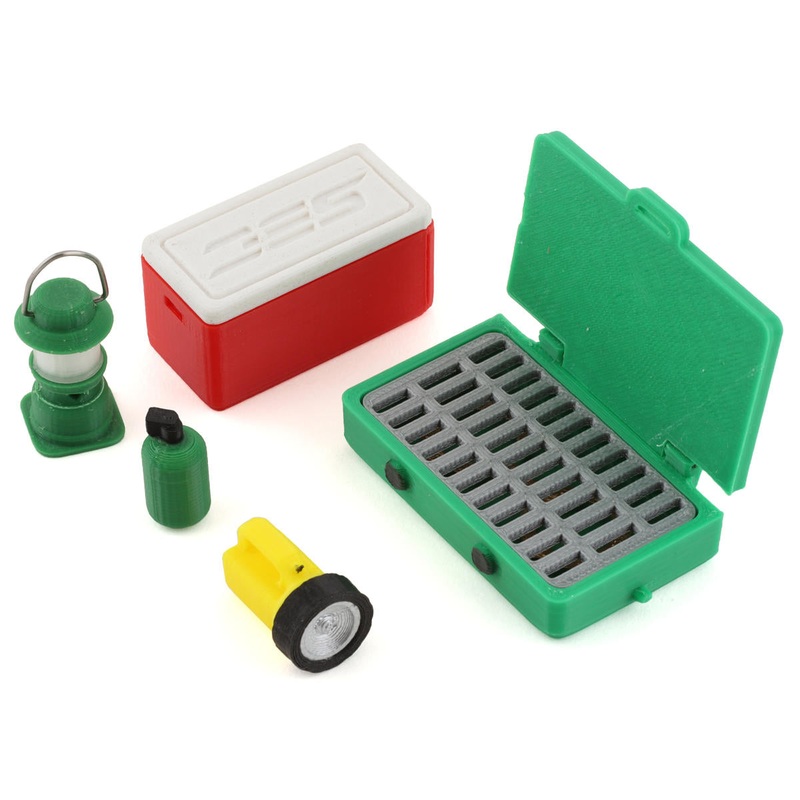 SCALE BY CHRIS SBCMUL11 Camping Pack (5) (Camp Stove, Lantern, Flashlight, Small Red Ice Chest & Propane Tank)