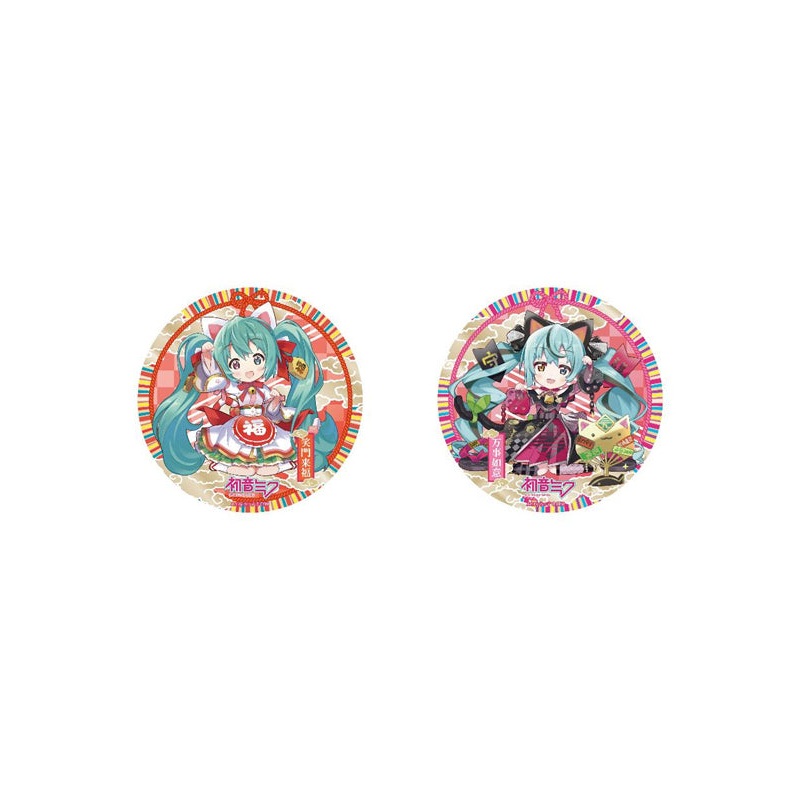 Hatsune Miku x Maneki-neko KADOKAWA Good Luck Big Can Badge Art by Rassu