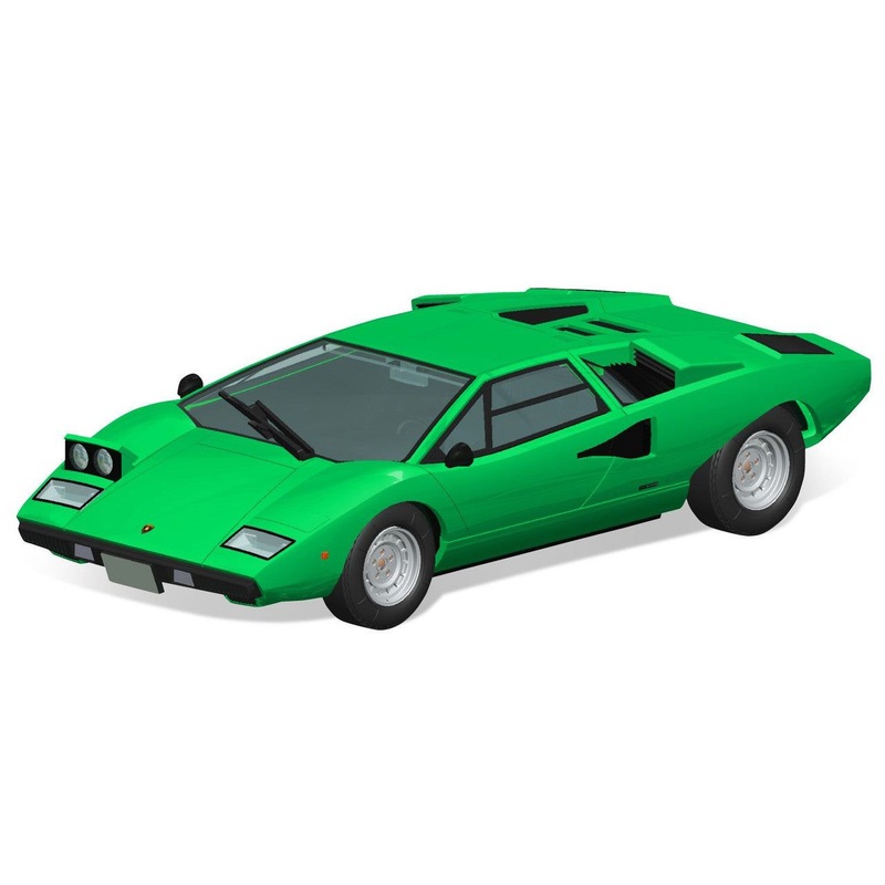 Aoshima The Snap Kit 1/32 Lamborghini Countach LP400 (Green) Plastic Model