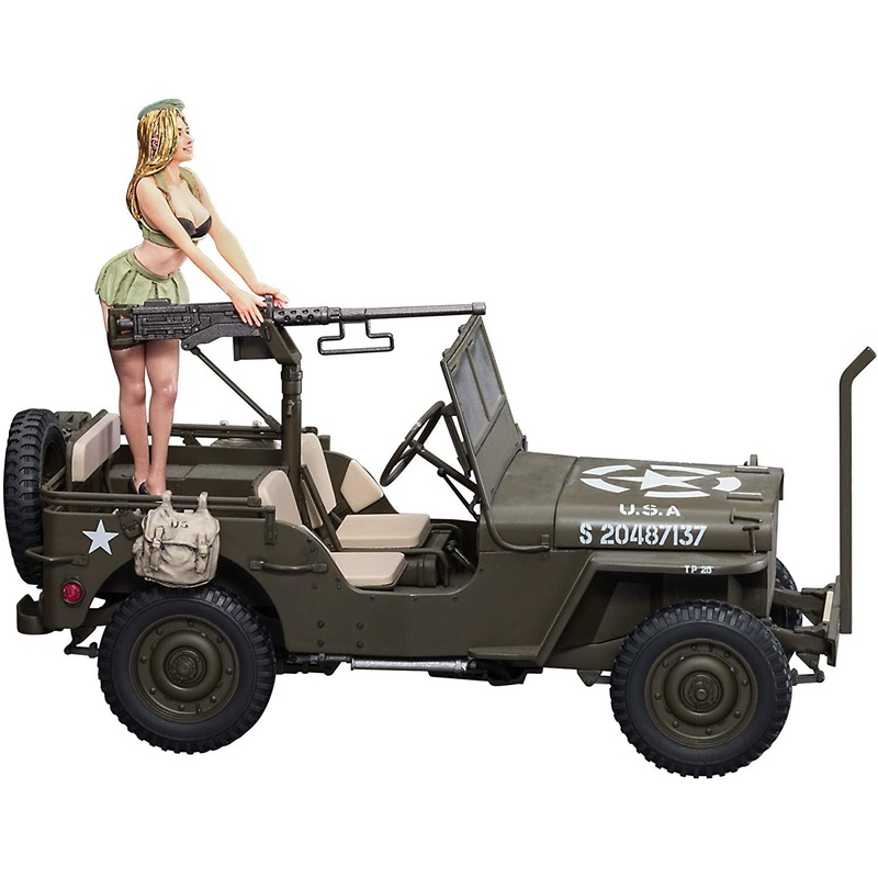 Hasegawa 1/4t 4x4 Truck w/Cal. 50 M2 Machine Gun and Blond Girls Figure