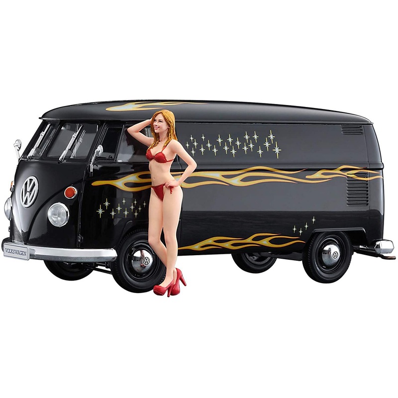Hasegawa Volkswagen Type2 Delivery Van `Fire Pattern` w/Blond Girls Figur