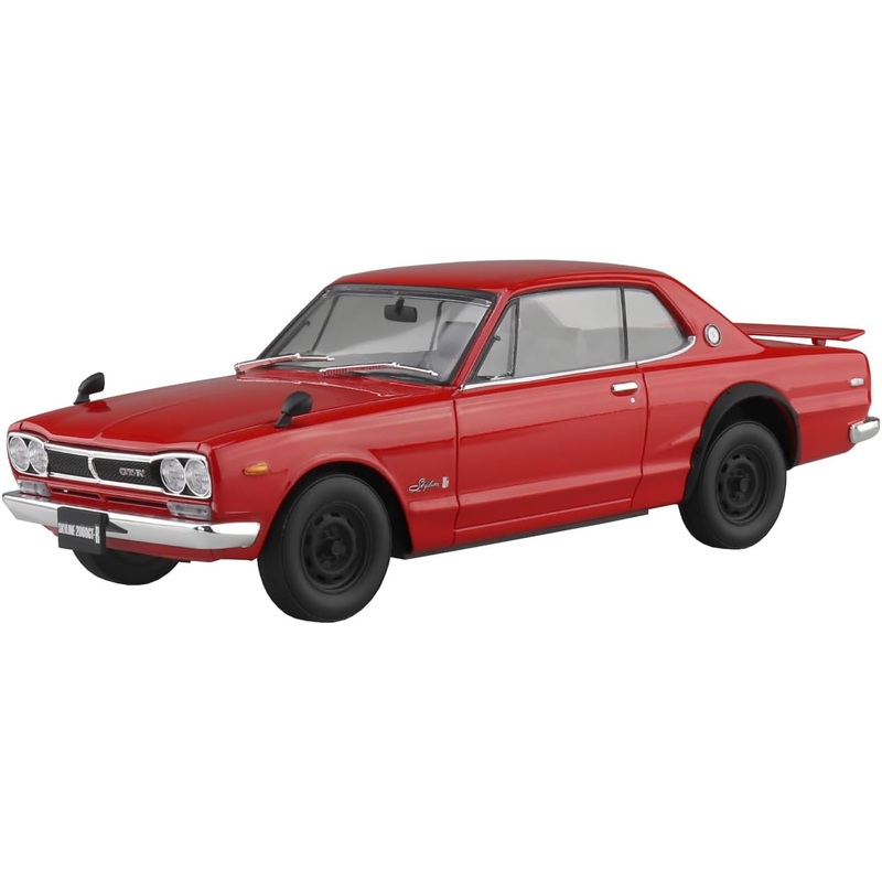 Aoshima Bunka Kyozai 01-RE 1/24 Raku Plastic Snap Car Series KPGC10 Skyline HT 2000GT-R 1970 Red