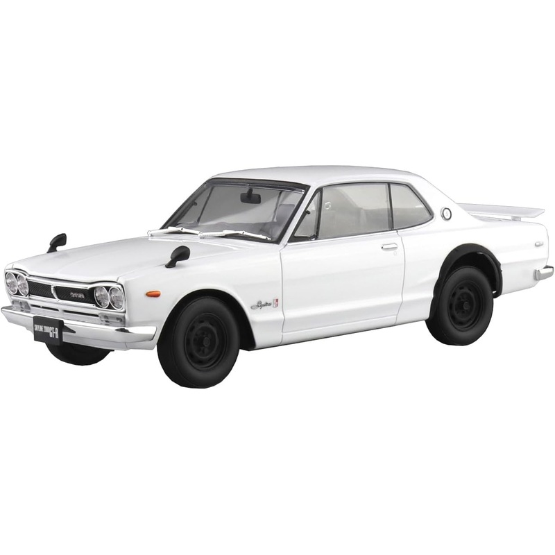 Aoshima Bunka Kyozai 01-WH 1/24 Raku Plastic Snap Car Series KPGC10 Skyline HT 2000GT-R 1971 White