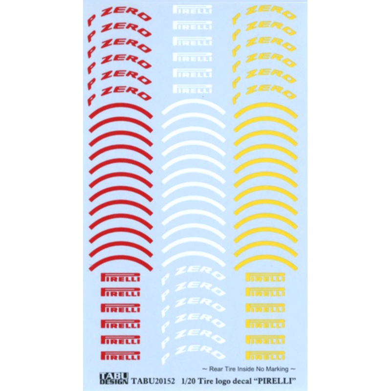 Tabu Design TABU20152 1/20 Tire Logo Decal "Pirelli" for Tamiya