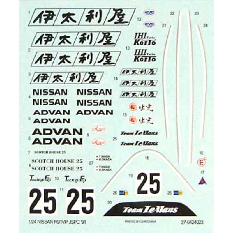 Studio27 DC227C 1/24 NISSAN R91VP Italia 1991 (Decal)