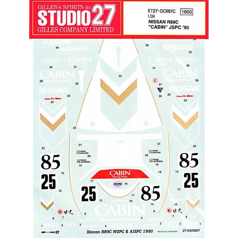 Studio27 DC687C 1/24 Nissan R89C CABIN JSPC 1990