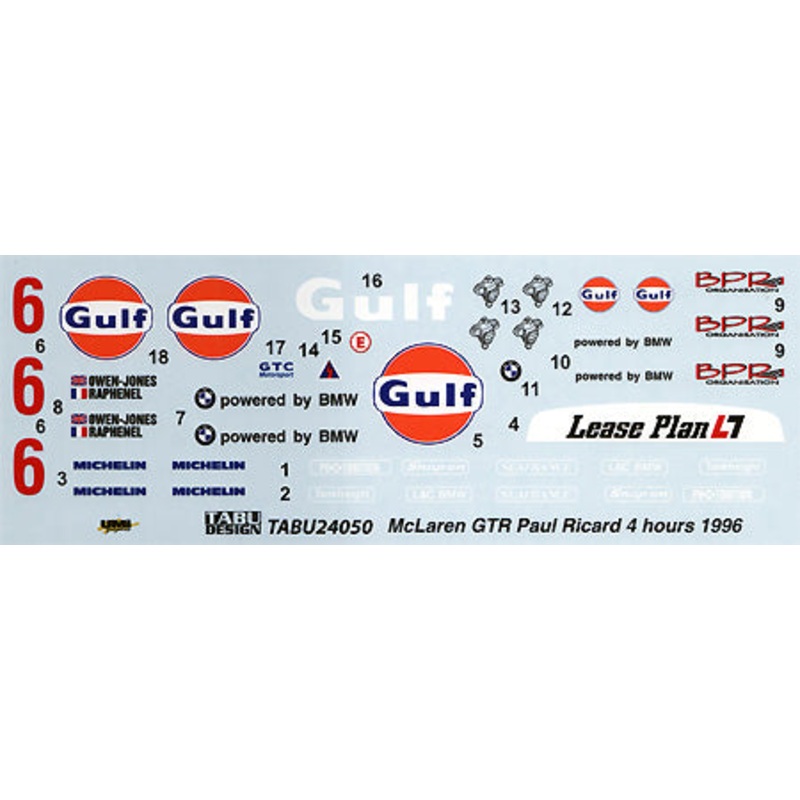 Tabu Design 24050 1/24 McLaren F1-GTR "Gulf White"
