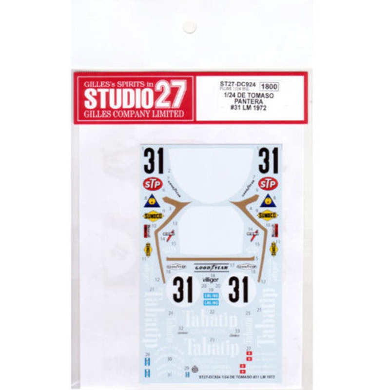 Studio27 DC924 1/24 DE TOMASO #31 LM 1972 Decal
