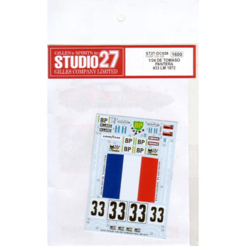 Studio27 DC926 1/24 DE TOMASO #33 LM 1972 Decal