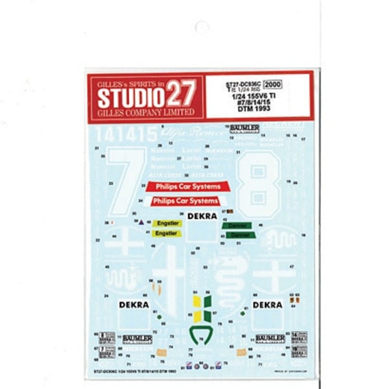 Studio27 DC936C 1/24 155V6 TI #7/8/14/15 DTM 1993 Original Decal
