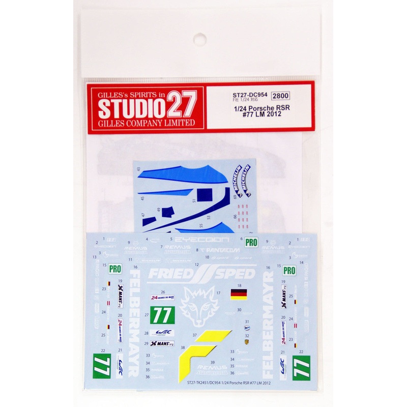 Studio27 DC954 1/24 Porsche RSR #77 LM2012 Original Decal