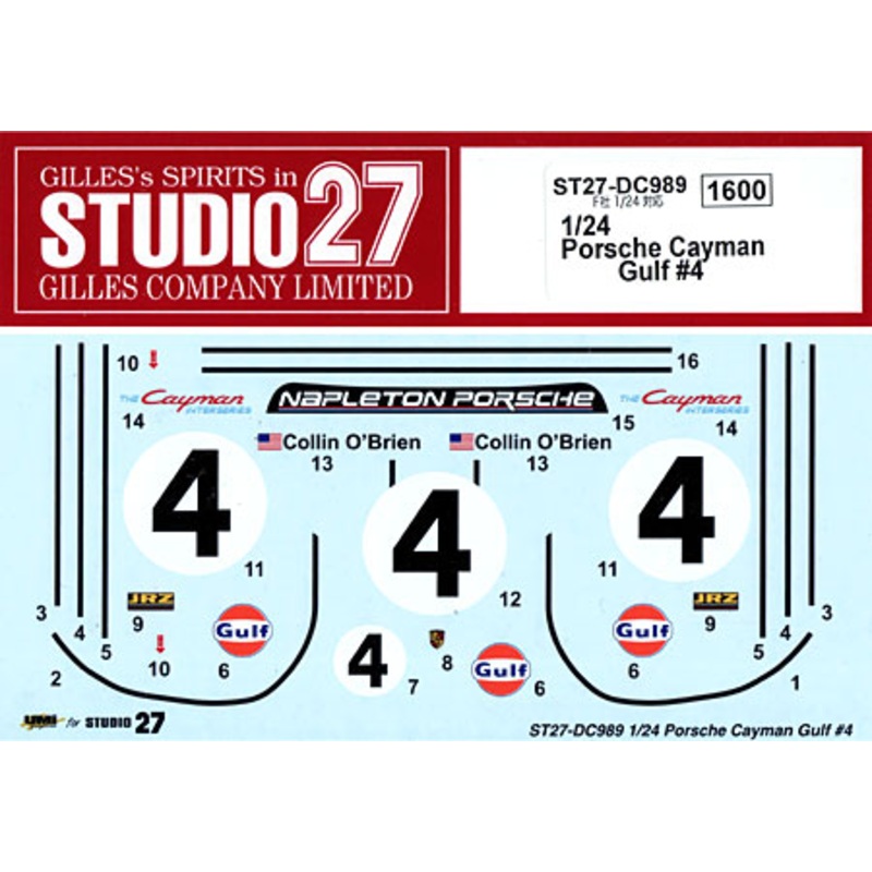 Studio27 DC989 1/24 Porsche Cayman Gulf #4 Original Decal